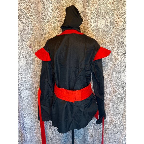 Adult Ninja Warrior Costume Red & Black Top Sash Pants & Mask - Missing Undershi - Picture 3 of 7